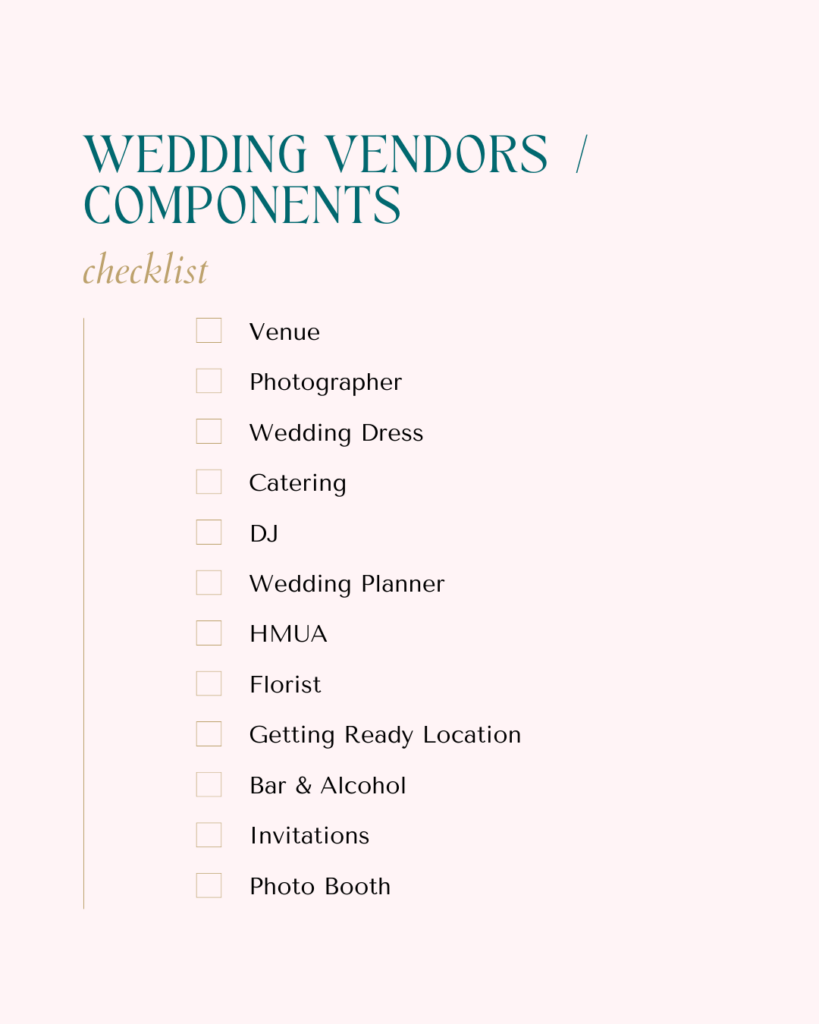Wedding planning priority list example.