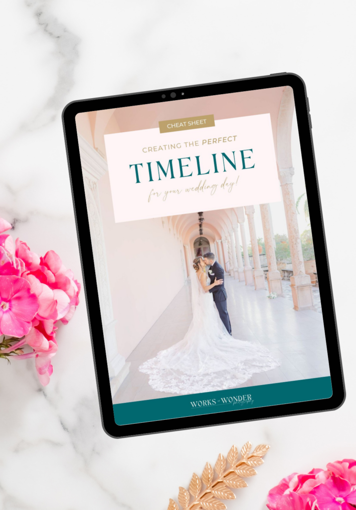 Cheatsheet to creating the perfect timeline for your wedding day download! 