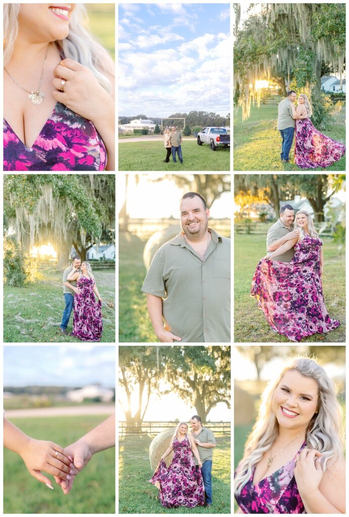 Engagement photos at Covington Farm, a charming venue location close to Tampa.