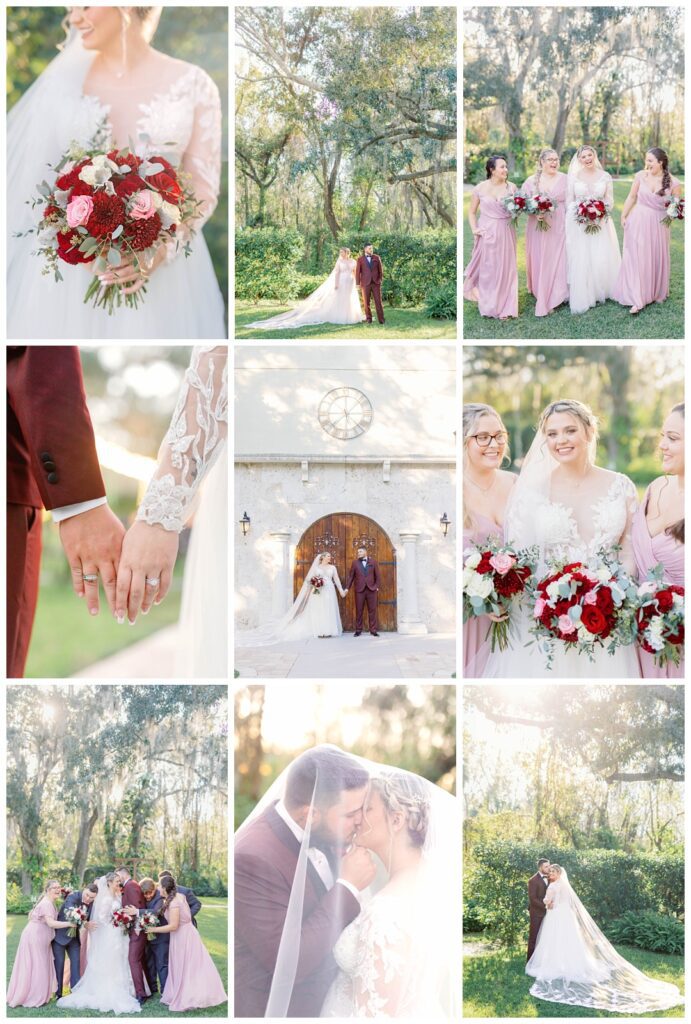 Beautiful collage of wedding at Bakers Ranch, showcasing Works of Wonder photography's skillset in bringing her couples vision to life.