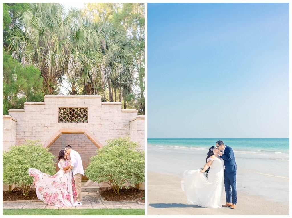 Engagement & Wedding side by side portraits, showcasing that practice makes perfect