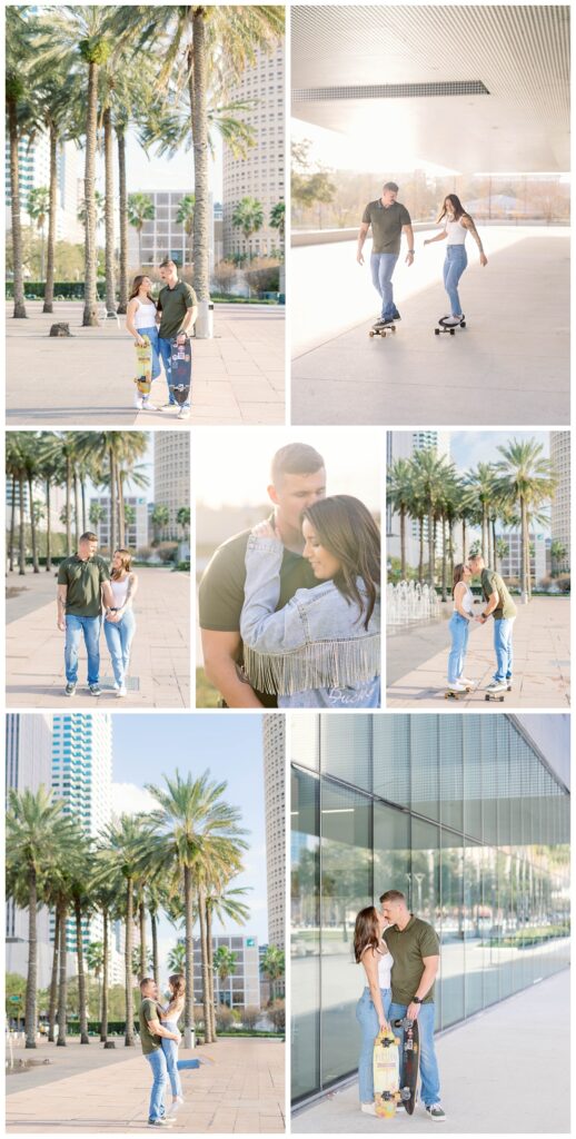 Engagement photos at Curtis Hixon Park, a modern, trendy city location in Tampa.