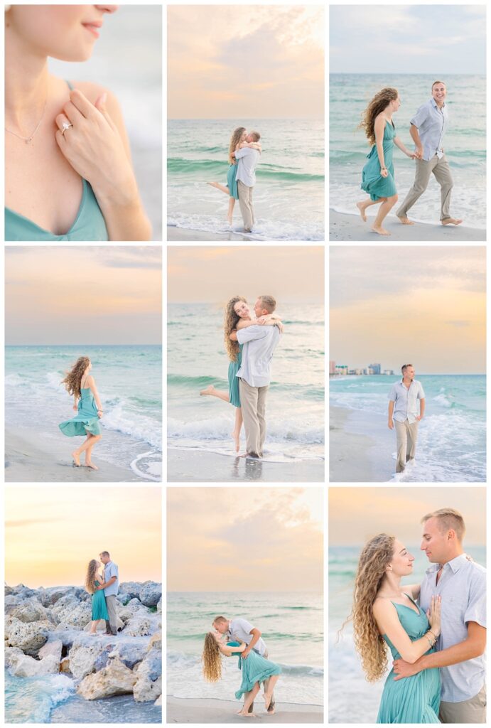 Engagement portraits at Sand Key Beach, a super colorful, breathtaking beach location close to Clearwater