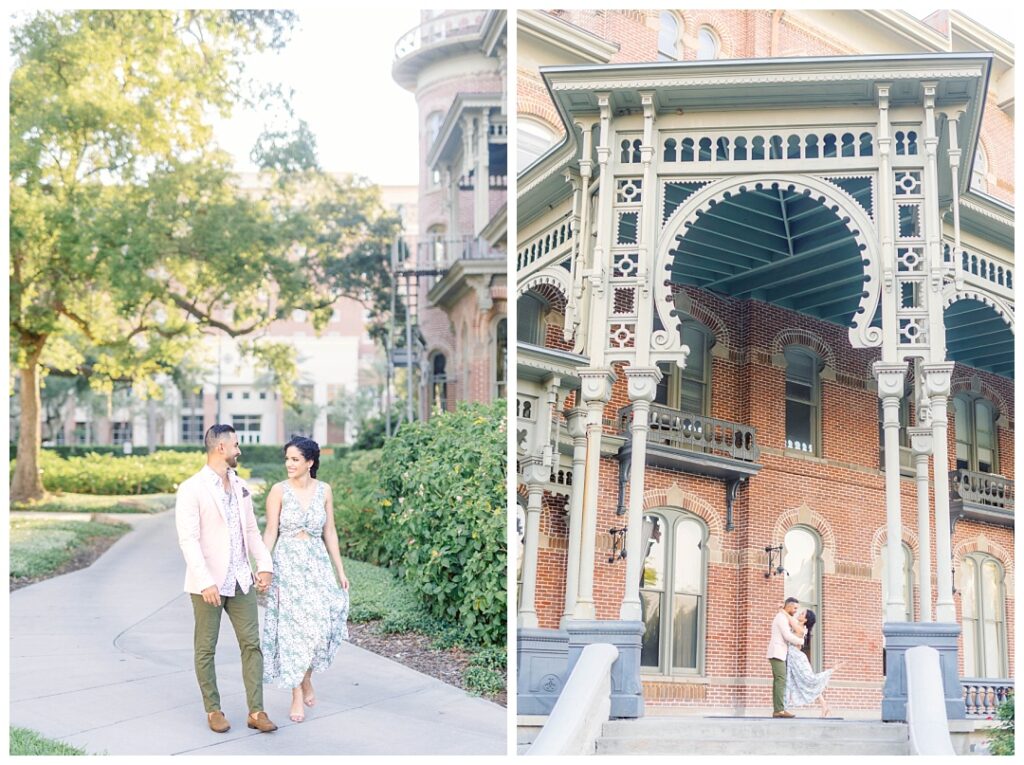 Romantic portraits at the University of Tampa for a dancing couple