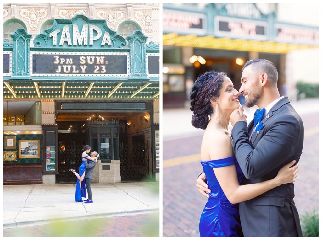 Engagement Portraits in front of the Tampa Theater