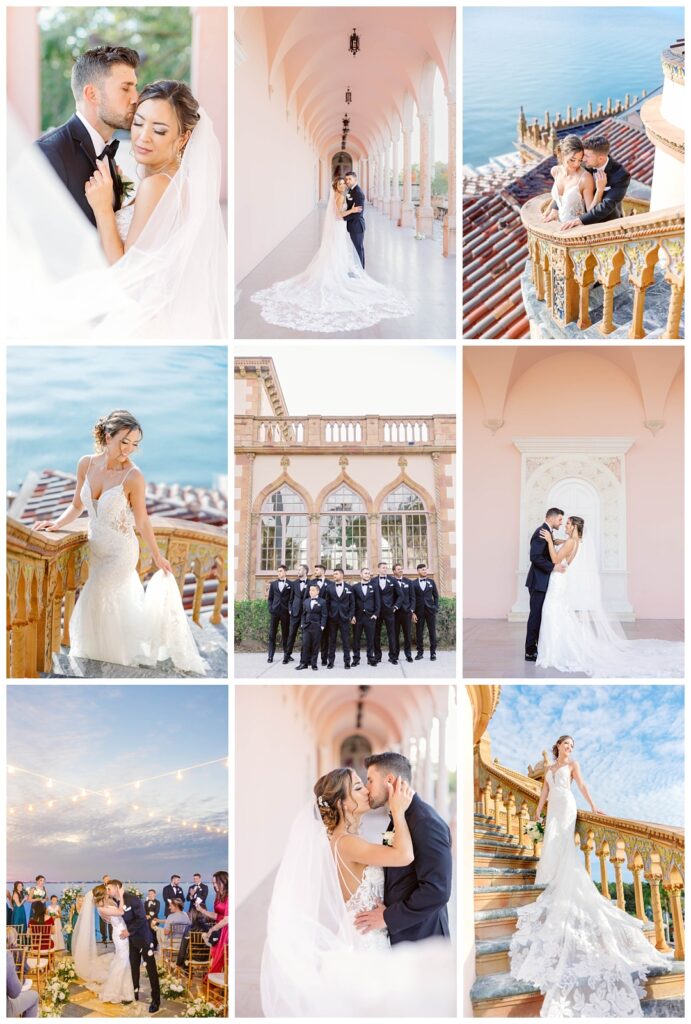 Bride and Groom portraits at the Ringling Museum in Sarasota after their first look